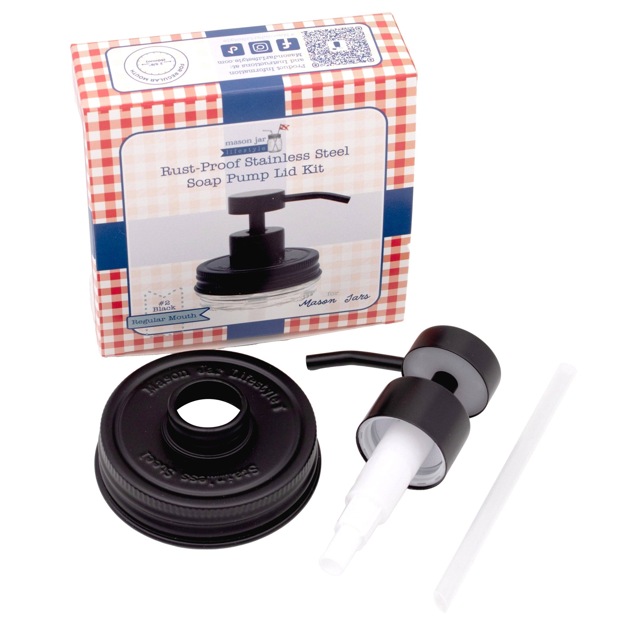 Mason Jar Lifestyle - Matte Black Soap Pump Lid Kit for Mason Jars