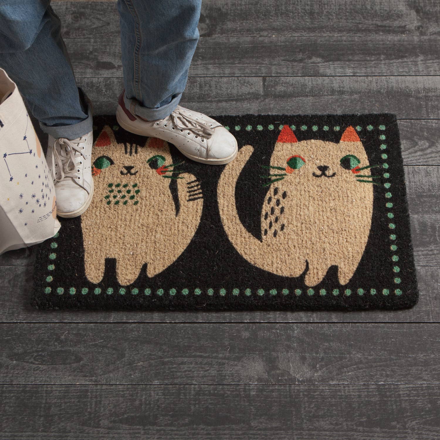 Danica Studio Meow Meow Coir Fiber Printed Doormat