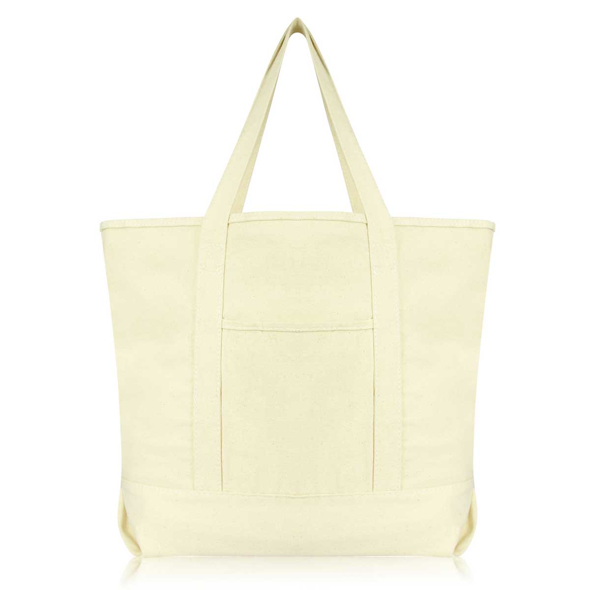 Cotton Canvas Tote Bag (Zippered Top)