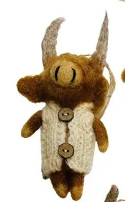 Ornament - Highland Cow in knit sweater