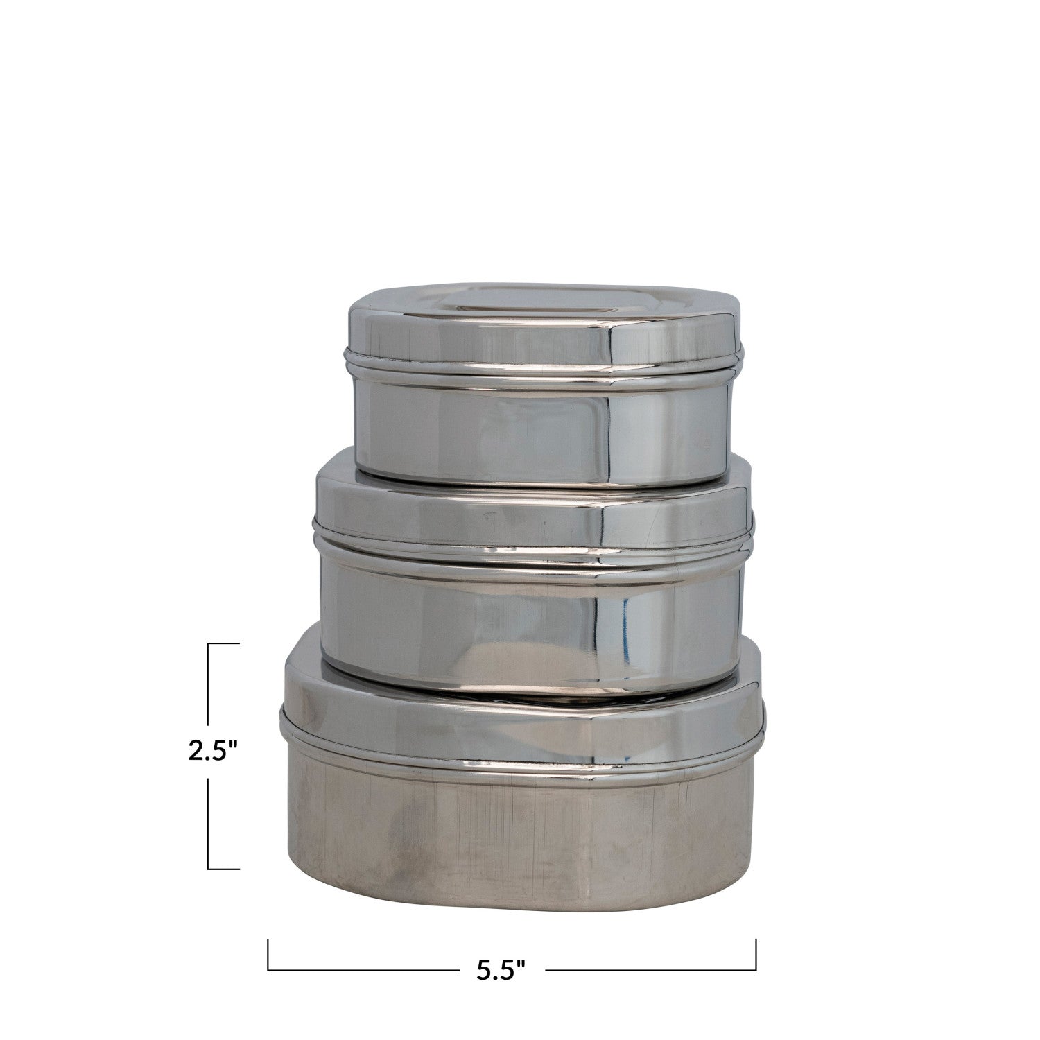 Stainless Steel Containers, Set of 3