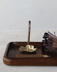Brass Flower Shaped Incense Holder, Matte Finish