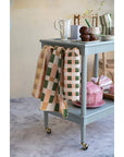 Cotton Blend Waffle Weave Tea Towel with Check/Plaid Pattern