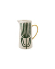 Hand-Painted Stoneware Pitcher with Flower