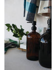 Glass Dispenser with Pump, Brown & Black