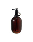 Large Glass Dispenser with Pump & Handle, Brown & Black