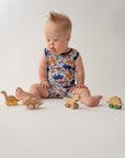 Blue Dino Shorty Tank Romper
