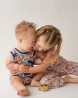 Blue Dino Shorty Tank Romper