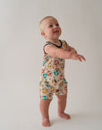 Smiley Check Shorty Tank Romper