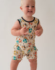 Smiley Check Shorty Tank Romper