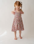 Pink Dino Shirred Dress