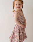 Pink Dino Shirred Dress