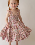 Pink Dino Shirred Dress