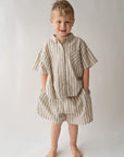 Navy & Tan Oversized Stripe Linen Set
