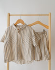 Navy & Tan Oversized Stripe Linen Set
