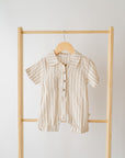 Tan Stripe Button Romper