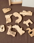 Wooden Safari Animal Puzzle Box for Toddlers