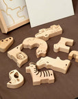 Wooden Safari Animal Puzzle Box for Toddlers