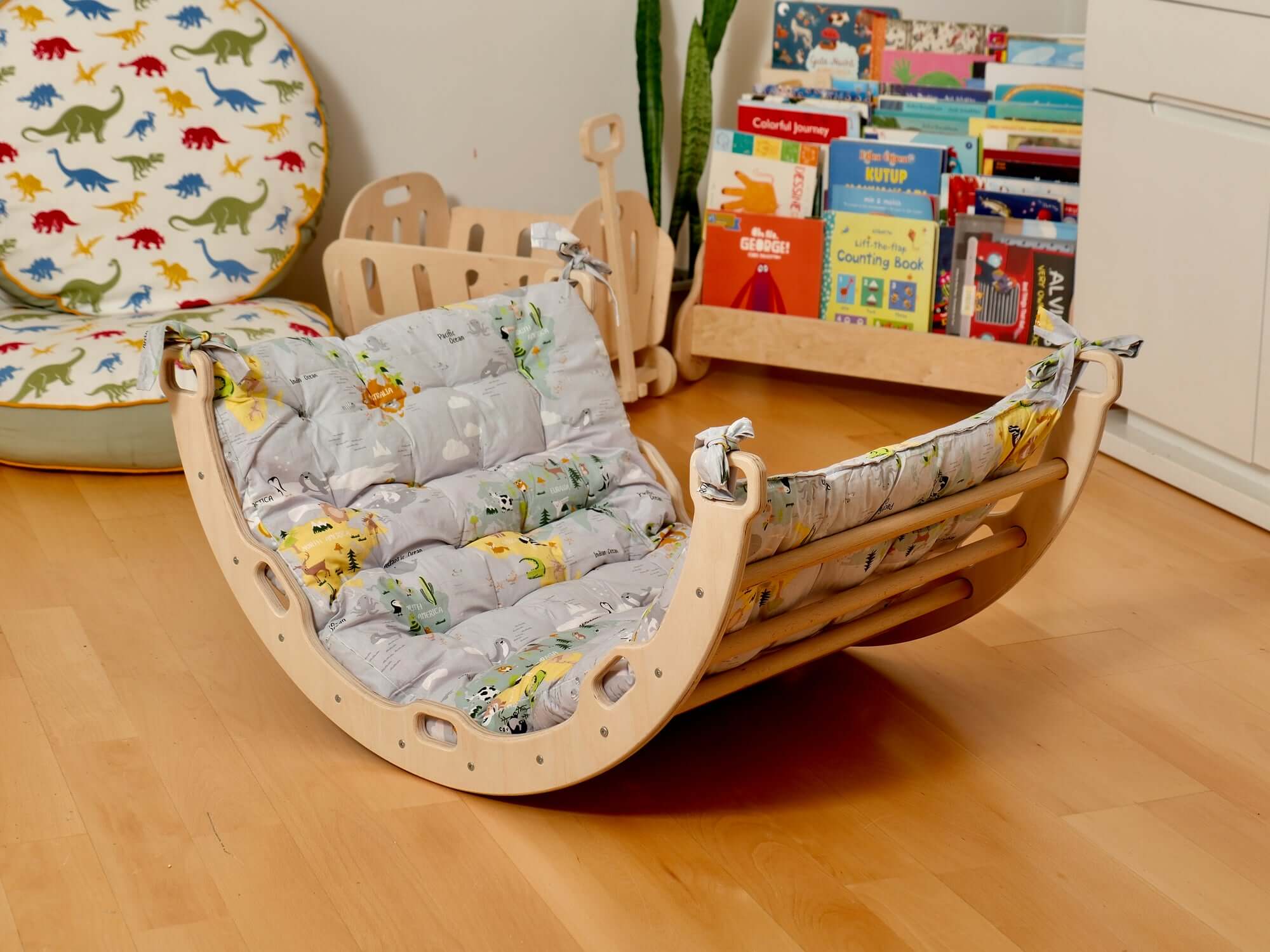 Medium Montessori Climbing Arch/Rocker with Pillow &amp; Ramp Set