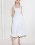 CATCH THE SUN IN WHITE  WOVEN MIDI DRESS