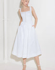 CATCH THE SUN IN WHITE  WOVEN MIDI DRESS