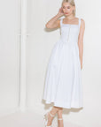 CATCH THE SUN IN WHITE  WOVEN MIDI DRESS