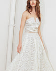 CHANTILLY FLAIR WOVEN LACE MIDI SKIRT
