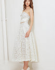 CHANTILLY FLAIR WOVEN LACE MIDI SKIRT