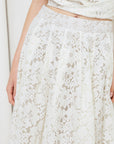 CHANTILLY FLAIR WOVEN LACE MIDI SKIRT