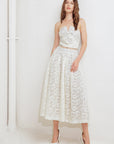 CHANTILLY FLAIR WOVEN LACE MIDI SKIRT