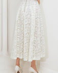 CHANTILLY FLAIR WOVEN LACE MIDI SKIRT