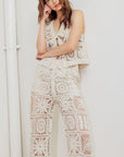 COASTAL BREEZE CROCHET VEST AND PANT SET