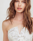 CHANTILLY FLAIR WOVEN LACE TUBE TOP