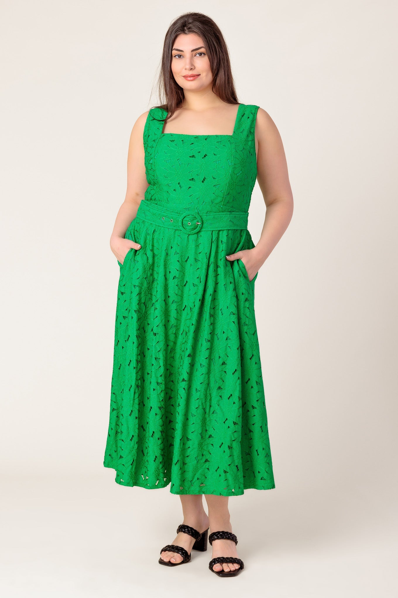 DAFFODILS &amp; DAYDREAMS WOVEN LACE MIDI DRESS