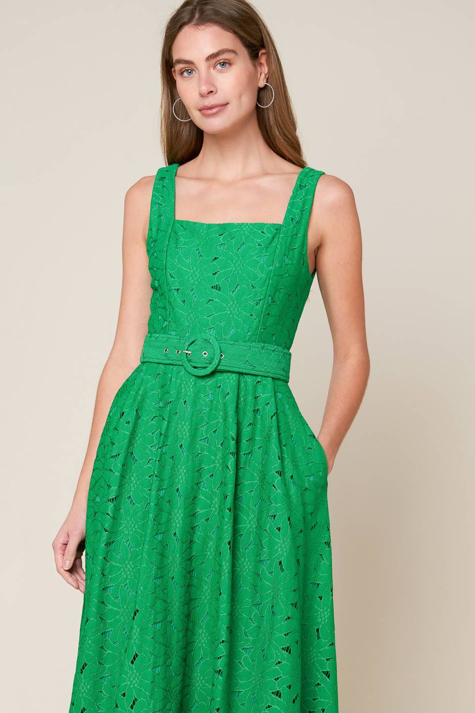 DAFFODILS &amp; DAYDREAMS WOVEN LACE MIDI DRESS