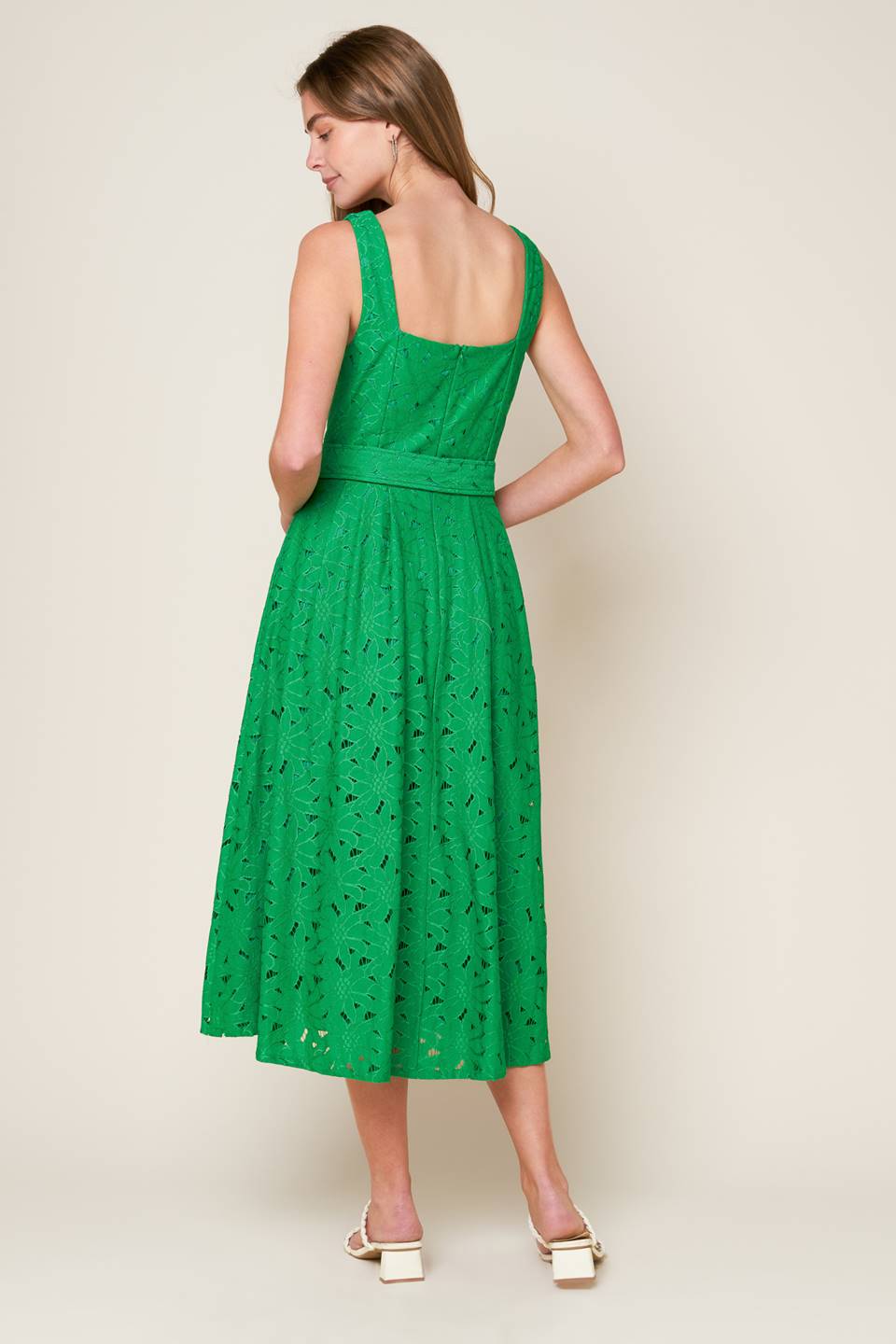 DAFFODILS &amp; DAYDREAMS WOVEN LACE MIDI DRESS