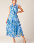EVER AFTER POWER BLUE WOVEN MIDI DRESS