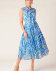 EVER AFTER POWER BLUE WOVEN MIDI DRESS
