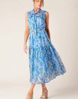 EVER AFTER POWER BLUE WOVEN MIDI DRESS