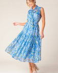 EVER AFTER POWER BLUE WOVEN MIDI DRESS