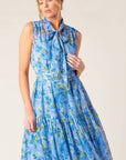 EVER AFTER POWER BLUE WOVEN MIDI DRESS