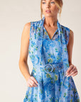 EVER AFTER POWER BLUE WOVEN MIDI DRESS