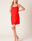 CHASING JOY RED WOVEN MINI DRESS