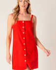CHASING JOY RED WOVEN MINI DRESS