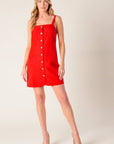 CHASING JOY RED WOVEN MINI DRESS