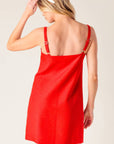 CHASING JOY RED WOVEN MINI DRESS