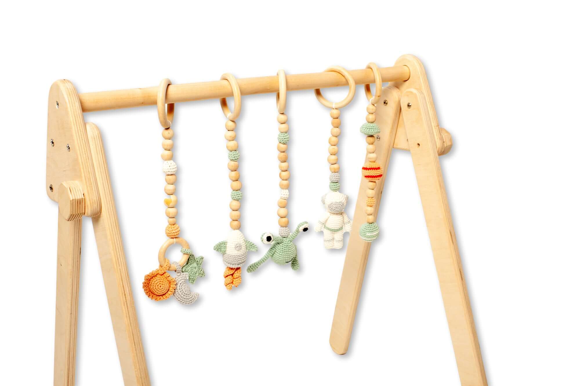 Montessori Baby Gym &amp; Hanging Toys Set | Wooden Play Gym for Babies