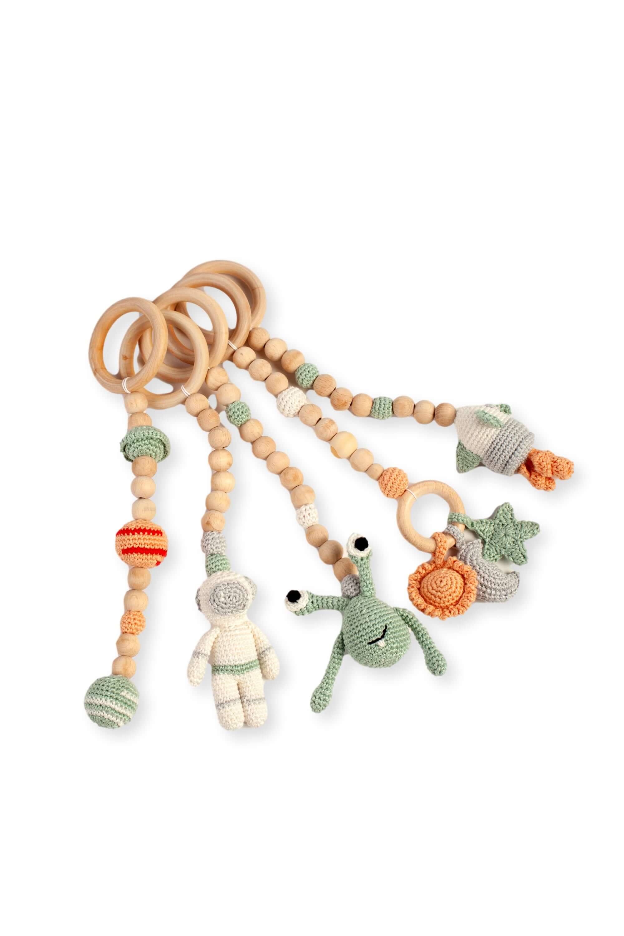 Montessori Baby Gym &amp; Hanging Toys Set | Wooden Play Gym for Babies