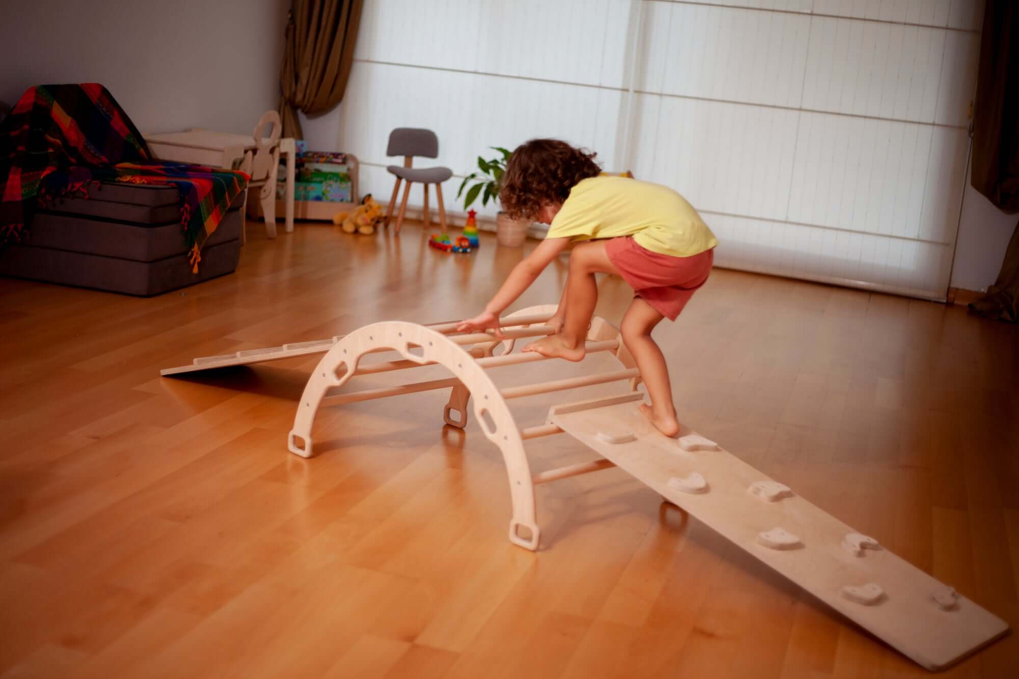 Medium Montessori Climbing Arch/Rocker with Pillow &amp; Ramp Set