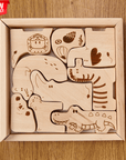 Wooden Safari Animal Puzzle Box for Toddlers